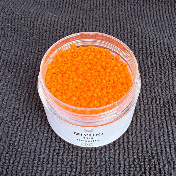 25g Miyuki Rocaille 11/0 Round Seed Beads Opaque Mandarin Orange RR-405