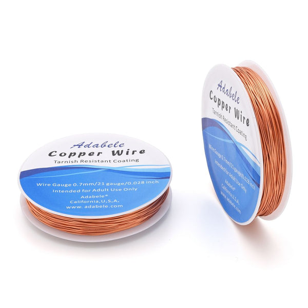 82 Feet Premium Tarnish Resistant Round Jewelry Raw Copper Wire, 0.7mm/21 Gauge, BF287-7