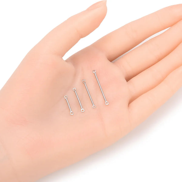 100pcs 304 Stainless Steel 2-Hole Bar Link Connectors, 1.2mm Hole, Size Selections: 15mm/20mm/25mm/30mm