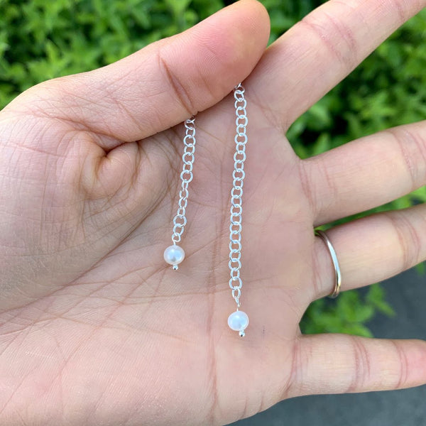1pc 925 Sterling Silver Chain Extender with Clasp, Pearl Drop Chain Extension, Length Selections: 2 inch/3 inch/4 inch/5 inch/6 inch