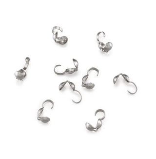 100pcs 4mm 304 Stainless Steel Clamshell Calotte Bead Tips – Open Hook Knot Covers
