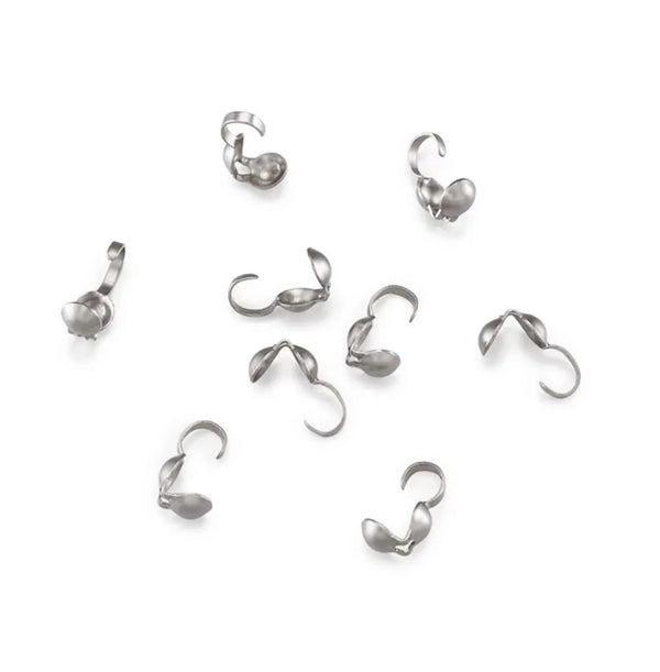 100pcs 4mm 304 Stainless Steel Clamshell Calotte Bead Tips – Open Hook Knot Covers