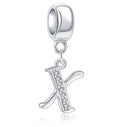 1pc 925 Sterling Silver Letter X, Alphabet Charm Pendant Drop, 18mm Long, Hole ID 4.5mm, EC3-A24