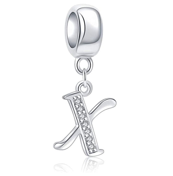 1pc 925 Sterling Silver Letter X, Alphabet Charm Pendant Drop, 18mm Long, Hole ID 4.5mm, EC3-A24