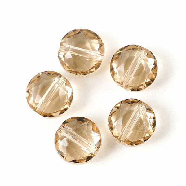 25pcs Adabele Austrian Faceted Flat Round Coin Crystal Beads #5052, Silver Champagne, 8mm, Hole ID 1mm, SSMR829