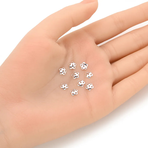 20pcs 925 Sterling Silver Flower Round Bead Caps, Bead End Caps, Size Selections: 6mm/8mm