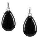 4pcs Natural Black Obsidian Gemstone Pendants, 20x15mm Teardrop Stone Drops, G2P-T9