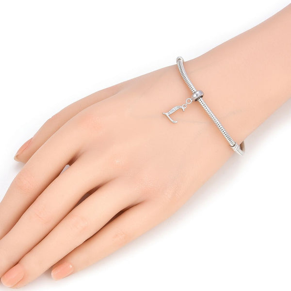 1pc 925 Sterling Silver Letter L, Alphabet Charm Pendant Drop, 18mm Long, Hole ID 4.5mm, EC3-A12