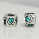 1pc Real 925 Sterling Silver Heart Bead, May Birthstone Charm Cubic Zirconia CZ Green Emerald Gemstone, Compatible with Pandora all Other Charm Bracelets, EC622