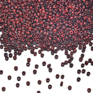 25g Miyuki Rocaille 8/0 Round Seed Beads Opaque Picasso Red RR-4513