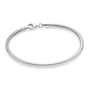 1pc 925 Sterling Silver 3mm Snake Chain Charm Bracelet, Length Selections: 7 inch/7.5 inch/8 inch/8.5 inch