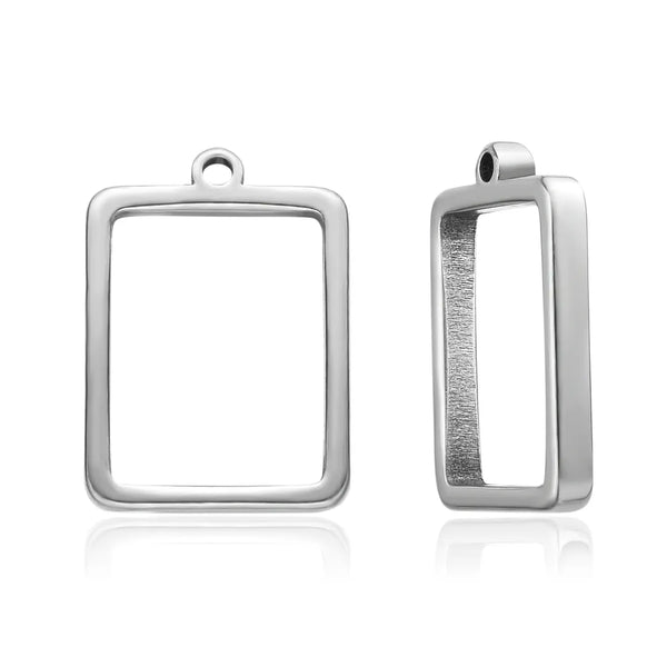10pcs 304 Stainless Steel Rectangle Open Back Bezel Settings (25mm/35mm)