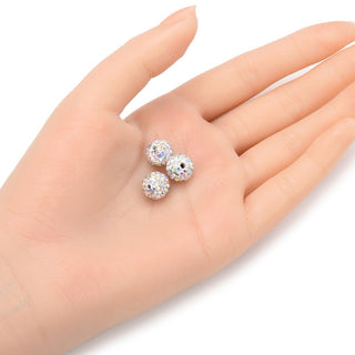 25pcs Adabele Grade AA+ Suncatcher Crystal Rhinestone Pave Polymer Clay Beads, Clear White AB, Size Selections: 8mm/10mm/12mm