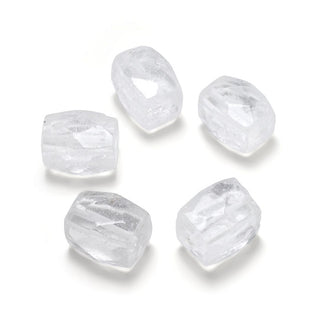 10pcs Natural White Quartz Clear Crystal Gemstone Faceted Cylinder Tube Beads, 12-18mm, Hole ID 1mm, GZ9-3