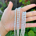 14 Inch Natural A+ Grade Lustrous Teardrop Oval Rice Pearl Beads, White Cultured Freshwater Pearls, 5-6mm, Hole ID 0.7mm, PB2-56