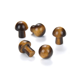4pcs Natural Yellow Tiger Eye Hand Carved Mushroom Gemstone, 20mm Loose Cut Stones, G3P-B1