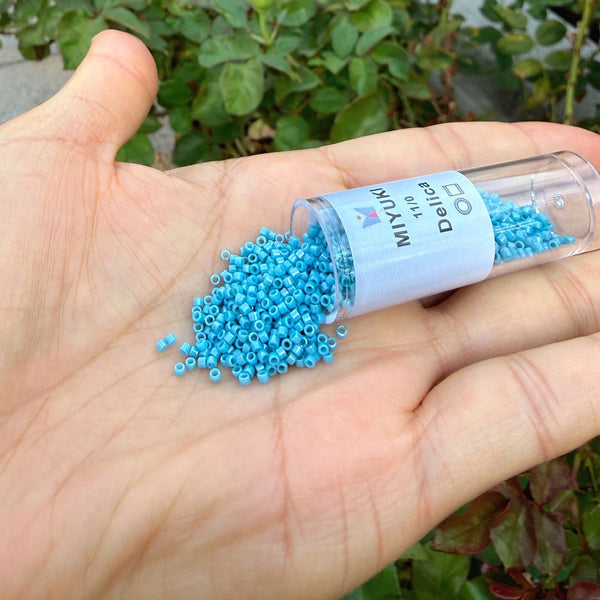 30g Miyuki Delica 11/0 Seed Beads Opaque Glazed Luster Turquoise Blue DB218