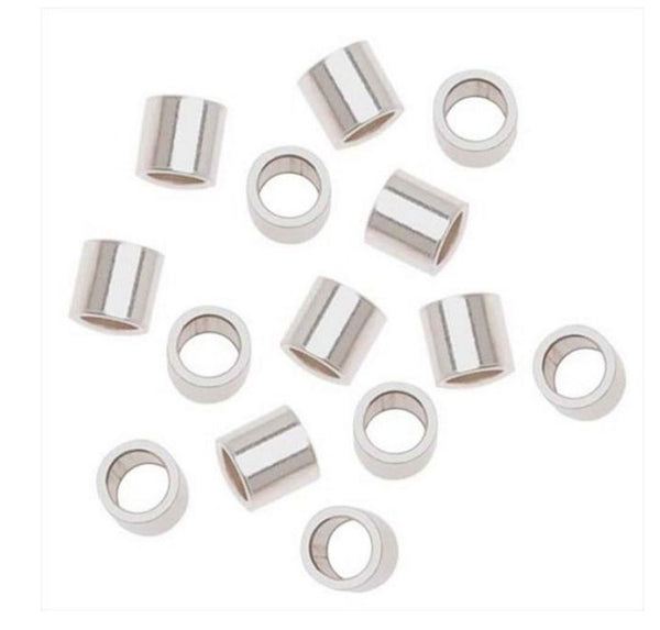 50pcs 925 Sterling Silver Crimp Tubes, Size Selections: 1.6mm/2mm/3mm