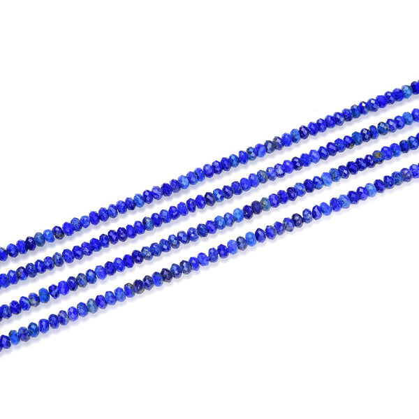 Natural Blue Lapis lazuli Gemstone Tiny Small Faceted Rondelle Beads, 3x2mm, Hole ID 0.65mm, 15 Inch/1 Strand, GK-A7
