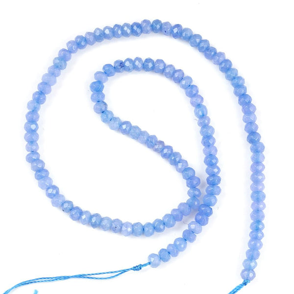 Natural Aquamarine Blue Quartz Gemstone Faceted Rondelle Beads, 4x2mm/Small, Hole ID 0.9mm, 14 Inch/1 Strand, GH1R-14