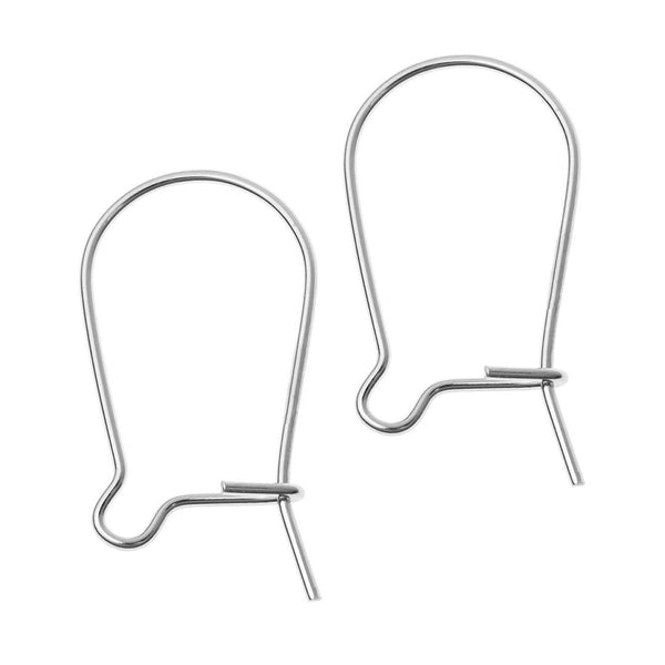 100pcs Earring Hooks Kidney Ear Wire, Sterling Silver Plated Brass, Size Selections: 18mm/25mm/30mm/36mm/43mm/47mm