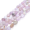 Natural Kunzite Gemstone Oval Tumbled Pebble Beads, Irregular, 8mm to 10mm, Hole ID 1mm, 15 Inch/1 Strand, GZ12-23