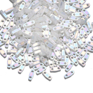 10g Miyuki Quarter Tila Seed Beads 5x1.2mm, Rainbow White Pearl QTL-471