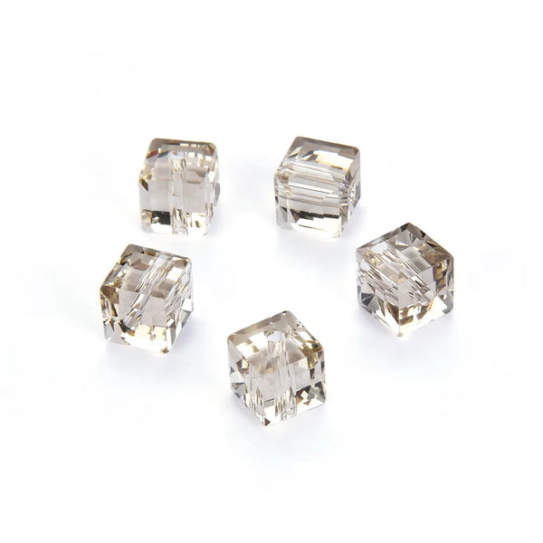 24pcs Adabele Austrian Faceted Cube Crystal Beads #5601, Silver Champagne, Size Selections: 4mm/6mm/8mm