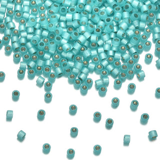 30g Miyuki Delica 11/0 Seed Beads Translucent Silver-Lined Aqua Green DB627