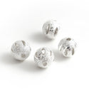 50pcs Tarnish Resistant Artistic Filigree Round Beads, Sterling Silver Plated Brass, Size Selections: 6mm/8mm/10mm
