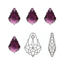20pcs Creative Club Faceted Crystal Glass Baroque Chandelier Pendant Drops, February Amethyst Purple Birthstone, 22x13mm Large, Hole ID 1mm, CCF-27