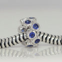 1pc Real 925 Sterling Silver Charm, September Birthstone Spacer Bead, Cubic Zirconia CZ Blue Sapphire Gemstone, Compatible with Pandora all Other Charm Bracelets, EC544