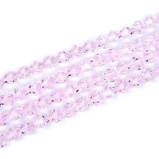 500pcs Creative Club Faceted Bicone Crystal Glass Beads, Light Rose Pink, 4mm (0.16 Inch) Small Tiny, Hole ID 0.9mm, CCB403
