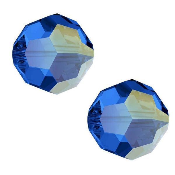 25pcs Adabele Austrian Faceted Round Crystal Beads #5000, Sapphire Blue AB, Size Selections: 6mm/8mm