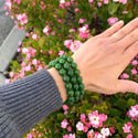 1 Strand Stretch Natural Green Jade Beaded Gemstone Bracelet, 10mm Bead, Length Selections: 7 inch/7.5 inch/8 inch/8.5 inch