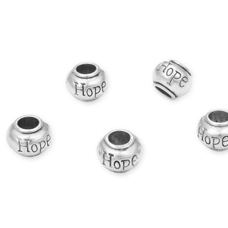 20pcs Hope Large Hole Beads, Hole ID 4.5mm,Antique Silver, Zinc Alloy Metal, MEC-C7