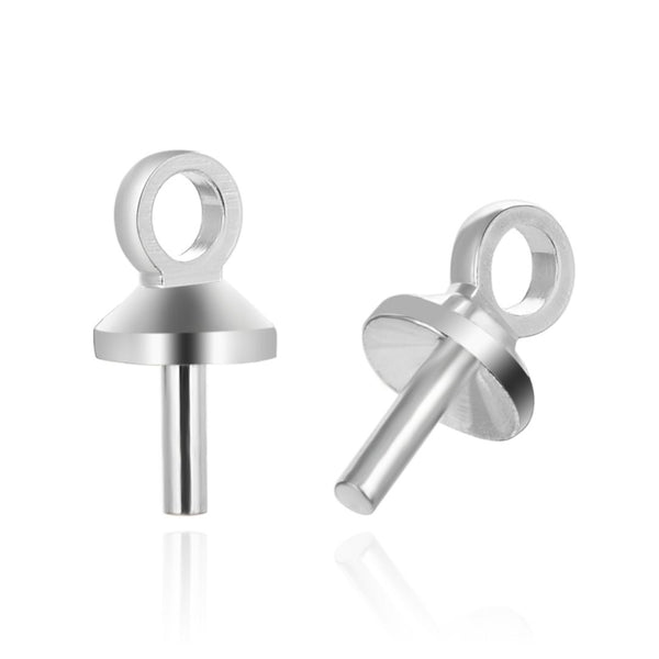 100pcs Glue On Eye Pin Bail Jump Ring Loop, Pendant Connector, Sterling Silver Plated Brass, Cup Selections: 3mm/4mm/6mm/8mm