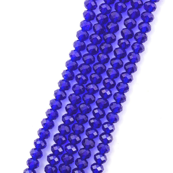 140pcs Creative Club Faceted Rondelle Crystal Glass Beads, Cobalt Blue, 8x6mm, Hole ID 1.1mm, CCR825