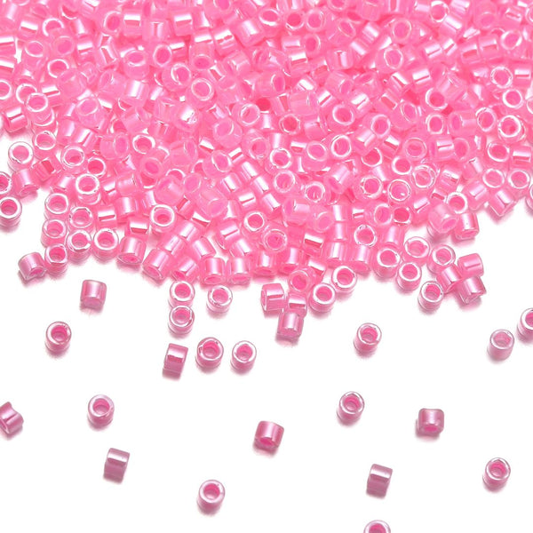 30g Miyuki Delica 11/0 Seed Beads, Opaque Dyed Dark Cotton Candy Pink DB246