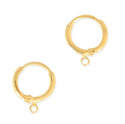 50pcs Round Hoop Huggie Leverback Earring Hooks, 18K Yellow Gold Plated Brass, 14mm, CF262-2