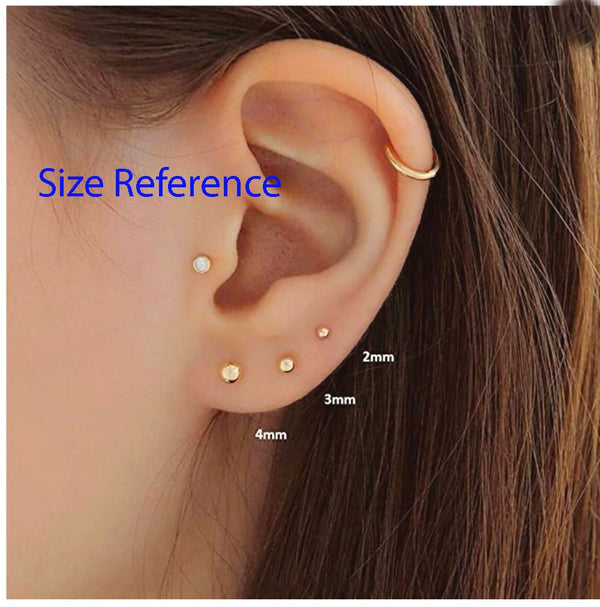 1 Pair Real 1/20 14K Gold Filled Ball Post Stud Earrings, Small Tiny Ball Ear Studs, Size Selections: 3mm/4mm