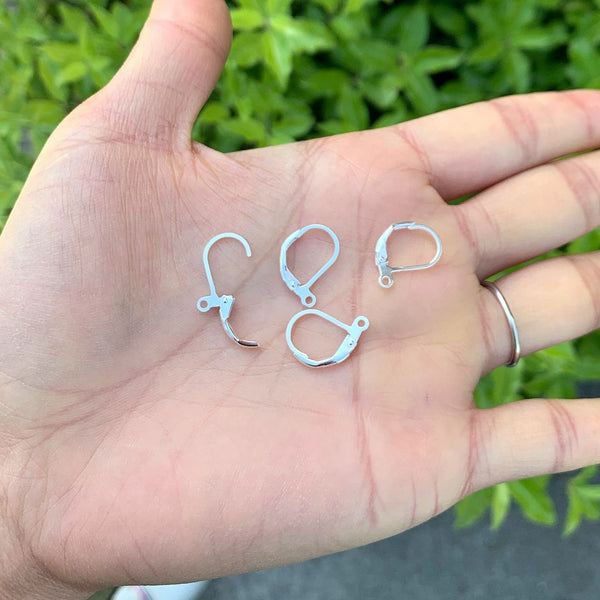 10pcs 925 Sterling Silver Leverback Earring Hooks, Open Ring, 17mm, SS8-1