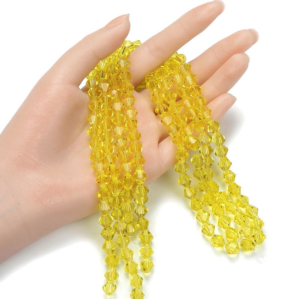 200pcs Creative Club Faceted Bicone Crystal Glass Beads, Light Topaz Yellow, 8mm (0.31 Inch), Hole ID 1.1mm, CCB809
