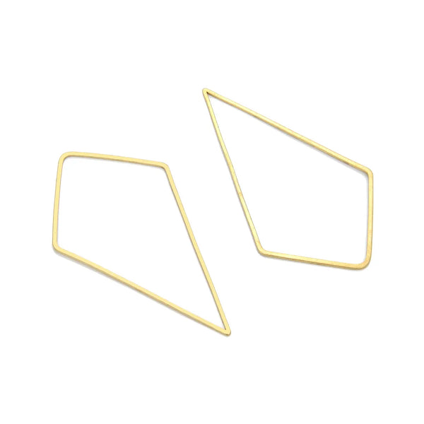 20pcs Raw Brass Kite Shape Beading Connector, Open Back Bezel, Unplated/Uncoated, Size Selections: 20mm Small/60mm Large