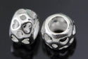 5pcs 925 Sterling Silver Large Hole Heart Pattern Round Beads, 7.5mm, Hole ID 3.8mm, SS59