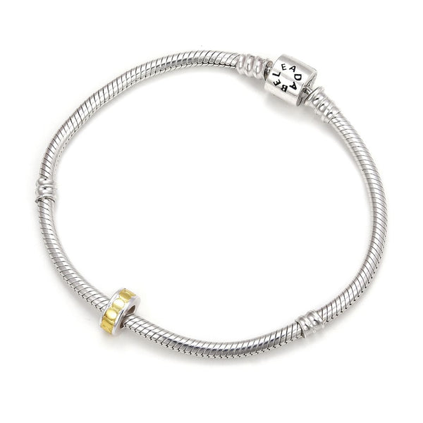 1pc Real Yellow Gold Plated Sterling Silver Rubber Charm Holder Bead Stopper, Compatible with Pandora All Other 3mm Charm Bracelet, EC27-B2