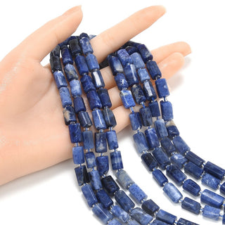 Natural Blue Sodalite Gemstone Faceted Tube Beads, 13x7mm, Hole ID 1mm, 15 Inch/1 Strand, GZ8-18