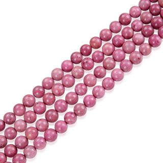 Natural Grade A Pink Rhodonite Gemstone Round Beads, 1 Strand/15 Inch, Size Selections: 6mm/8mm/10mm