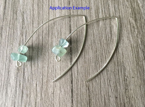 10pcs 925 Sterling Silver Marquise Earring Hooks, V Shape Ear Wire, 40mm, Wire Gauge Selections: 0.6mm/0.7mm/0.8mm/0.9mm