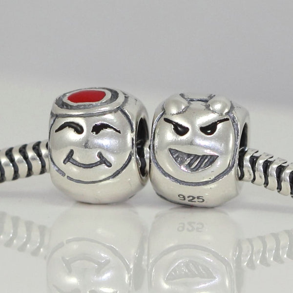 1pc Solid 925 Sterling Silver Halloween Angel Bead Charm, Compatible with Pandora All Other Charm Bracelet, EC62